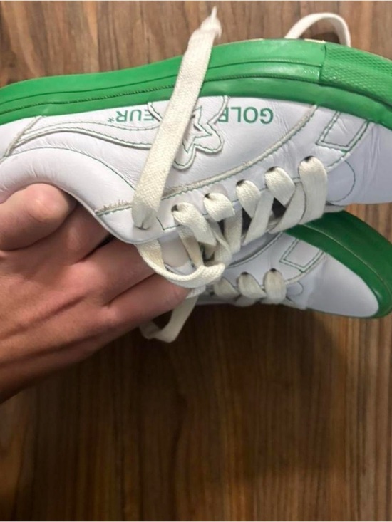 Golf Le Fleur White Leather Low-Top Sneakers with Green Sole main image 5